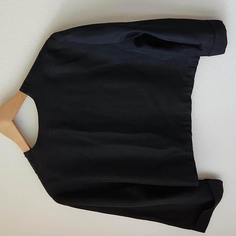 Black bolero jacket Sz M cropped open front loop detail shrug office cocktails - Picture 2 of 16